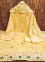 Chanderi Yellow Festival Wear Embroidery Work Dress Material